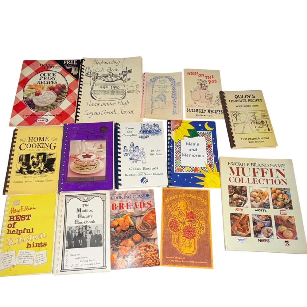 Lot of 14 Vintage Community Church Cookbook Southern Regional Recipes Spiral